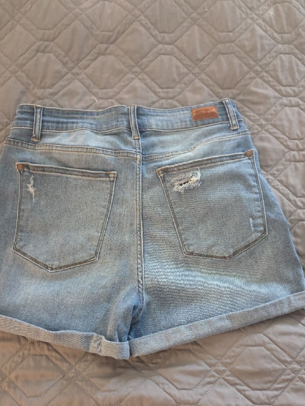 Judy Blue Light Wash Distressed Roll-Hem Denim Shorts - Picture 3 of 3